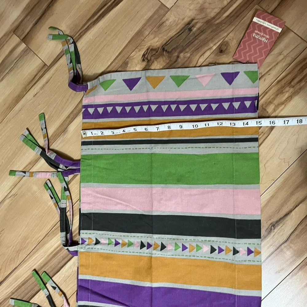 Gudrun Sjoden Modern Striped Geometric Print Cafe Curtain Valance with Ties